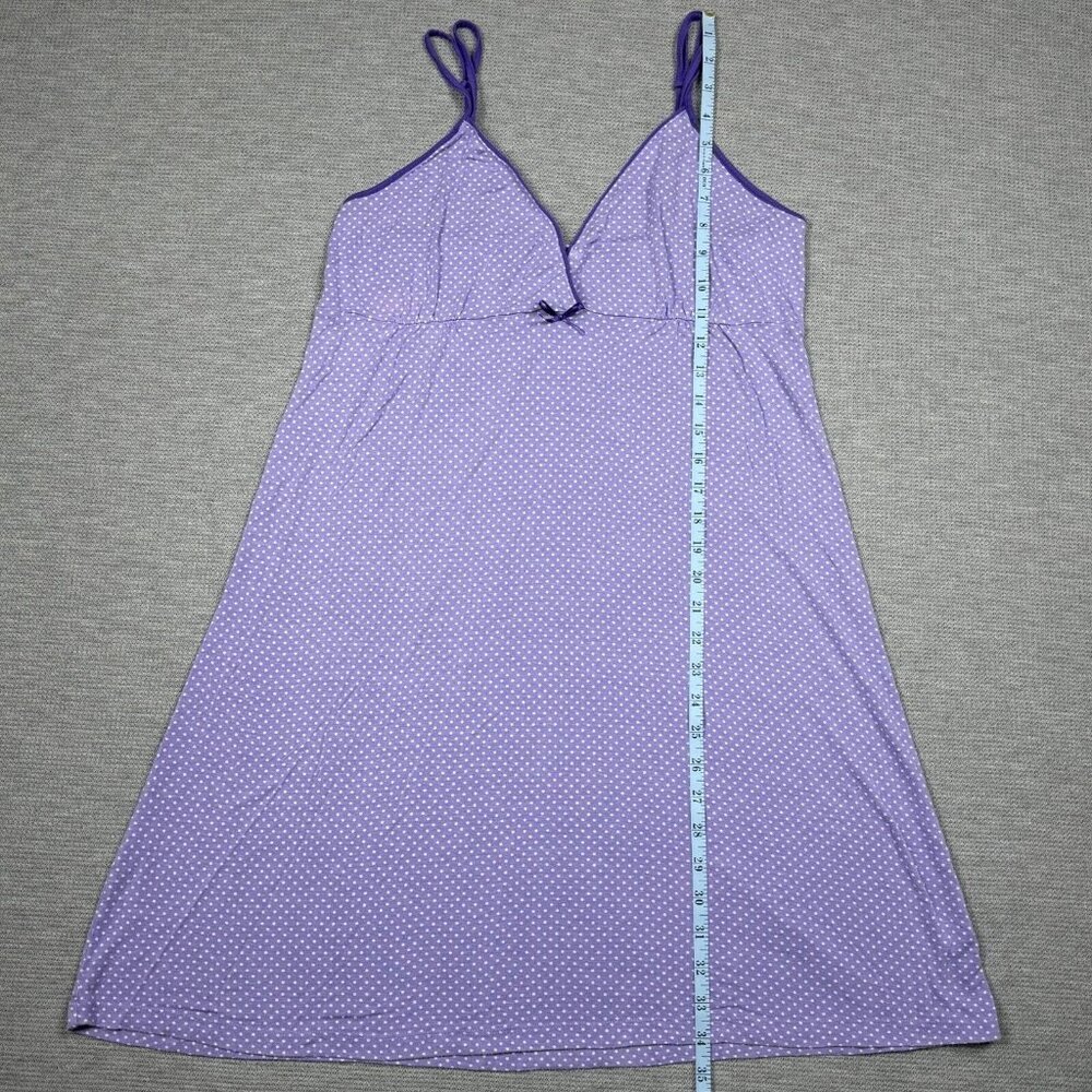 Relativity Intimates Night Dress Size L Purple Polka Dots V Neck Sleeveless - Picture 12 of 14